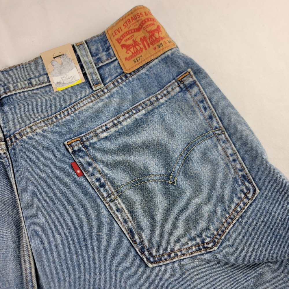 Levis 517 Bootcut Jeans Mens 38x30 Light Wash Blue 100% Cotton Denim New
